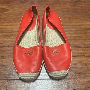 Coach Leather Red Loafers. Size 8